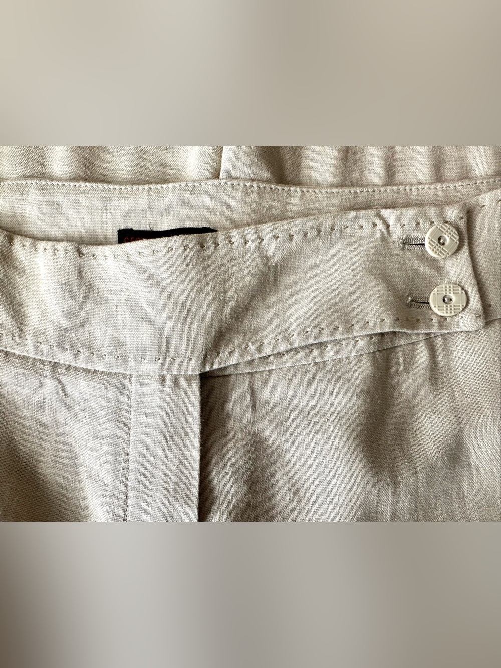 Georgiou Studio Linen Blend Wide Leg Pants Khaki Fully Lined NWT 8 - Picture 4 of 9